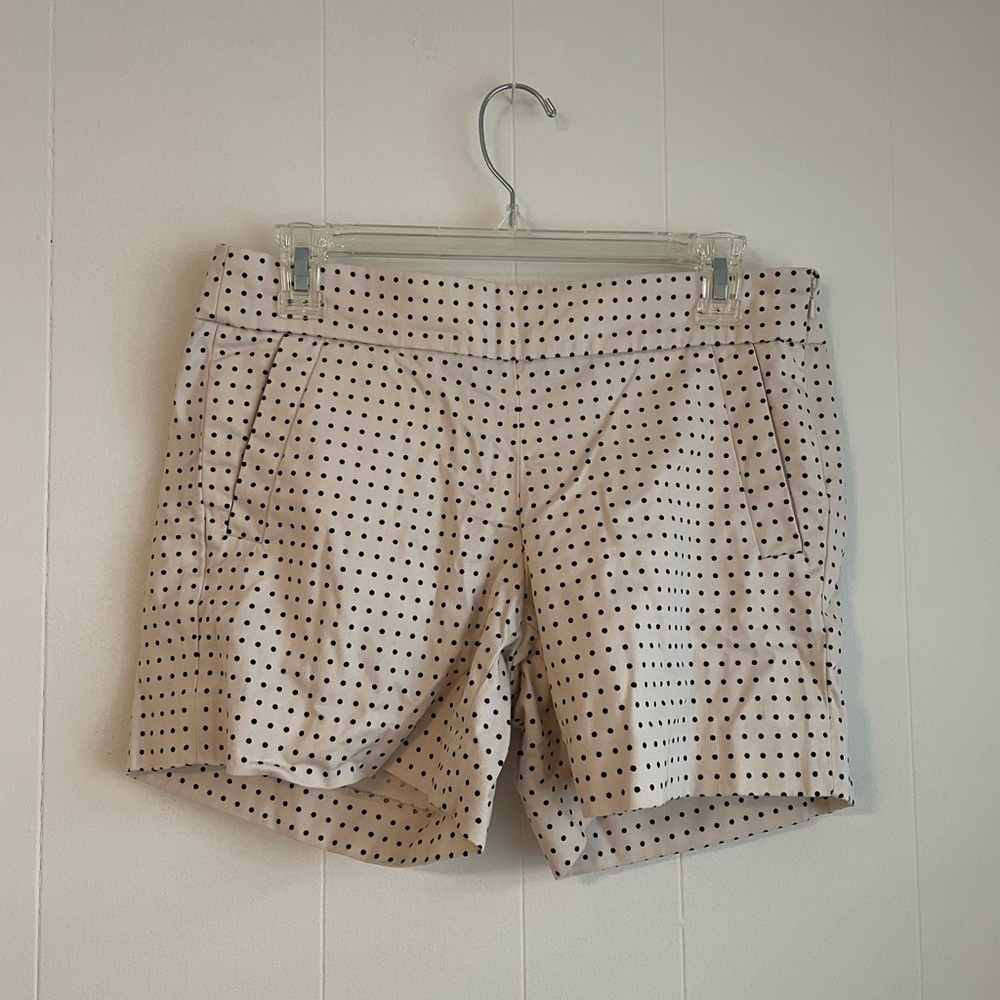 J Crew Cream Black Polka Dot Chino Shorts